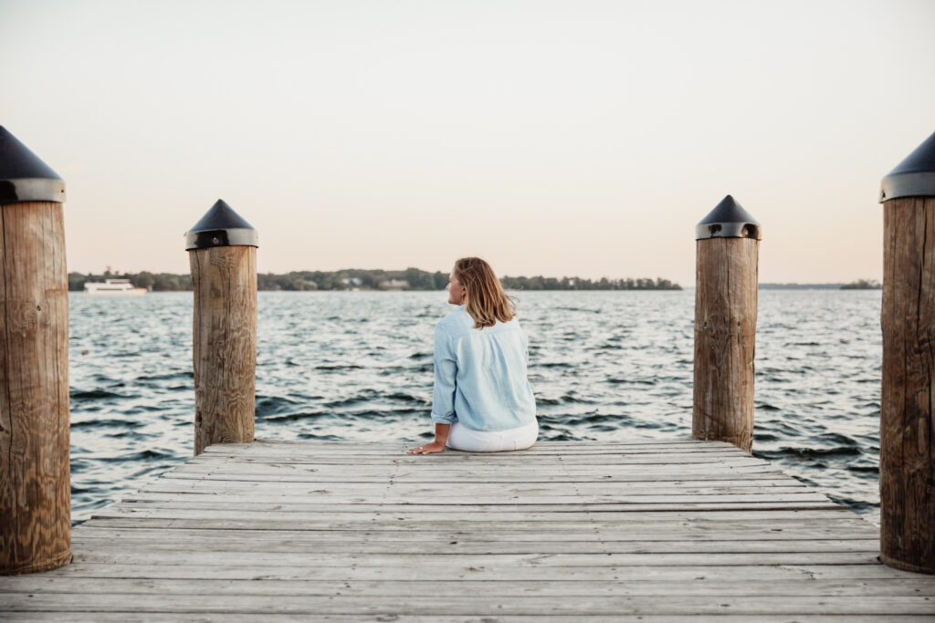 Author, Ashley Watts on a dock